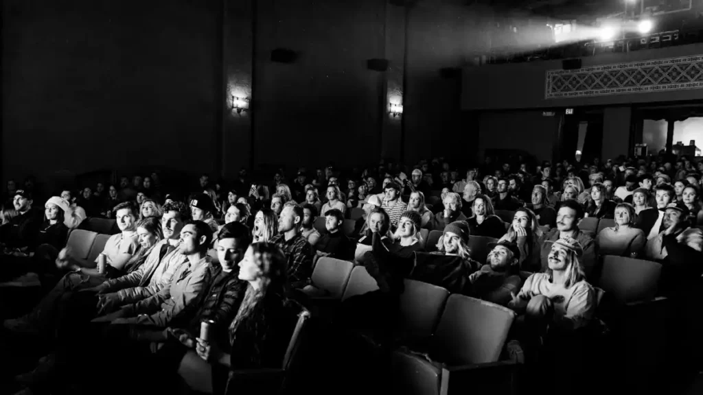 Audience watching an action film